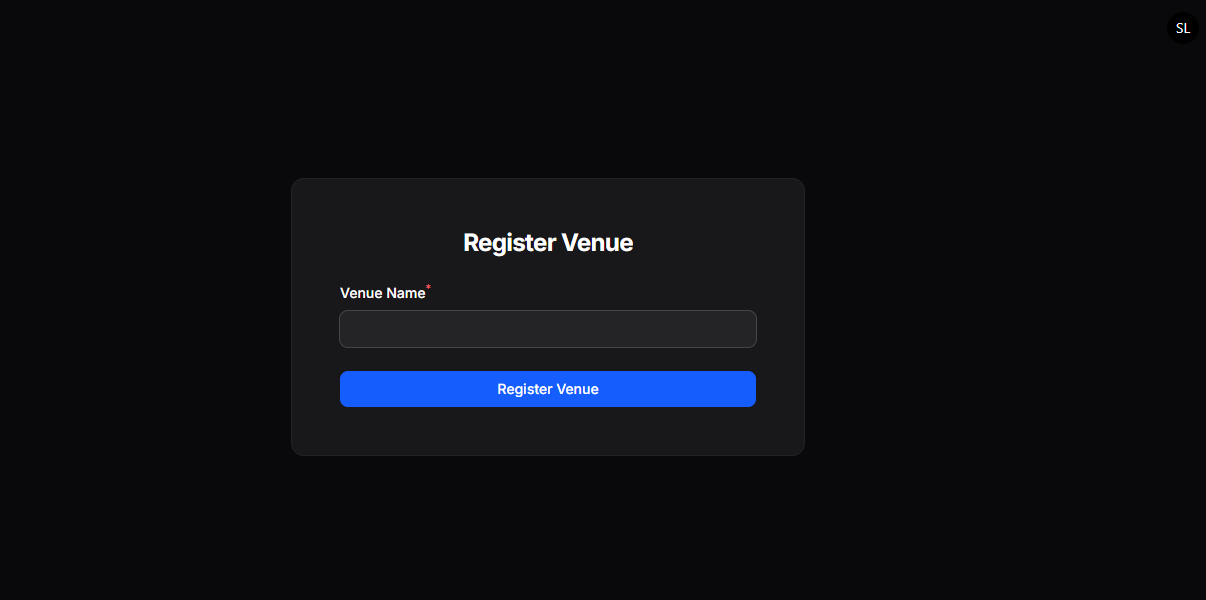 Register Venue Screenshot